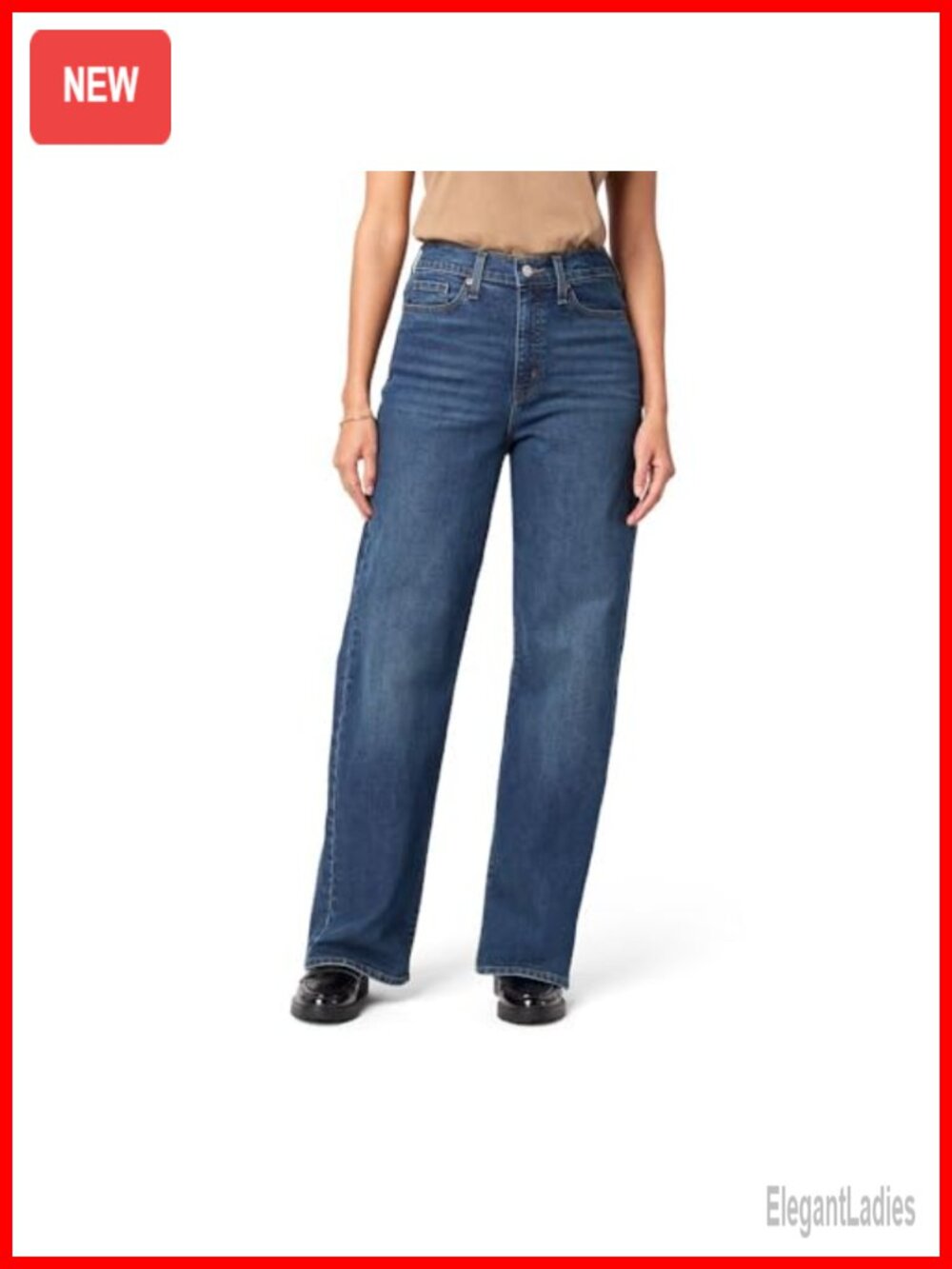High Rise Loose Straight Jeans Stretch Denim Cotton